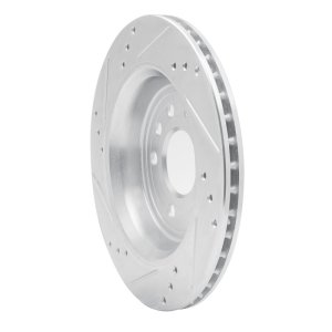 Cadillac BLS Brake Rotor (1) - Rear Right - R1 Concepts - Drilled & Slotted - Silver - `03-`11
